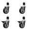 Service Caster 4'' Black Poly Wheel Swivel 1-7/8'' Expanding Stem Caster Set 2 Brakes, 4PK SCC-EX20S414-PPUB-BLK-2-PLB-2-178 - alternate 1